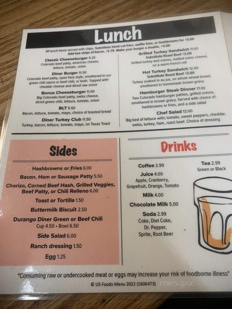 Durango Diner - Durango, CO menu_pic