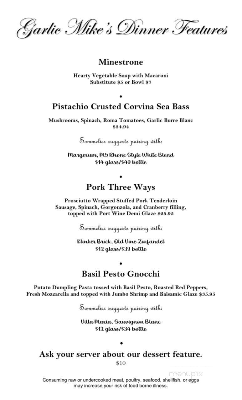 Garlic Mike's - Gunnison, CO menu_pic