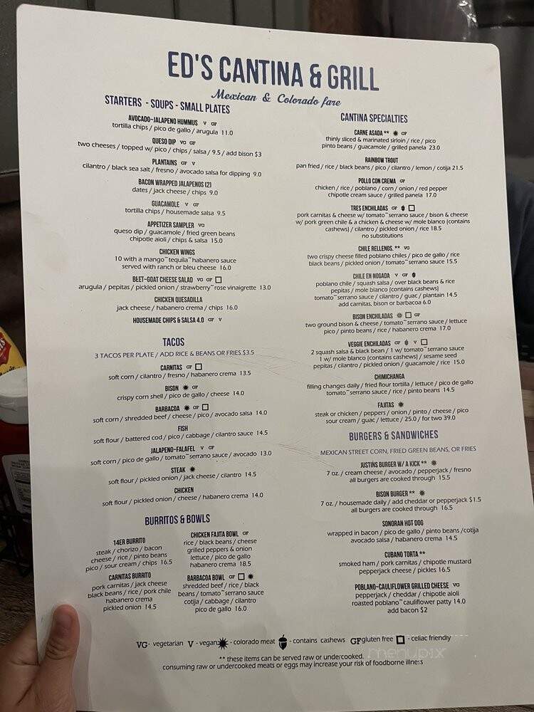 Ed's Cantina & Grill - Estes Park, CO menu_pic