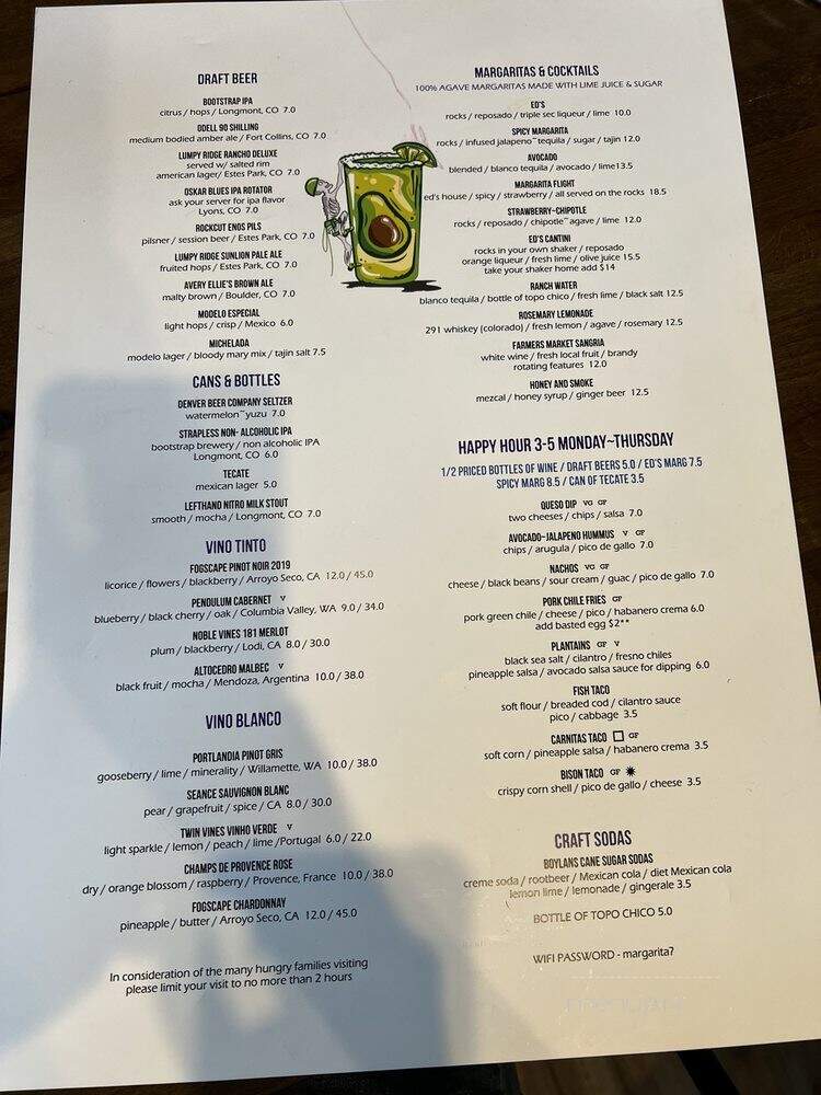 Ed's Cantina & Grill - Estes Park, CO menu_pic
