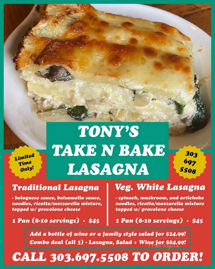 Tony Rigatoni's Pizza & Pasta - Morrison, CO
