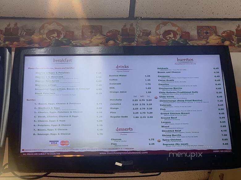 Burrito Express - Lakewood, CO menu_pic