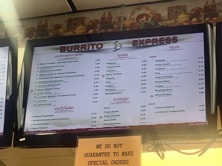 Burrito Express - Lakewood, CO menu_pic