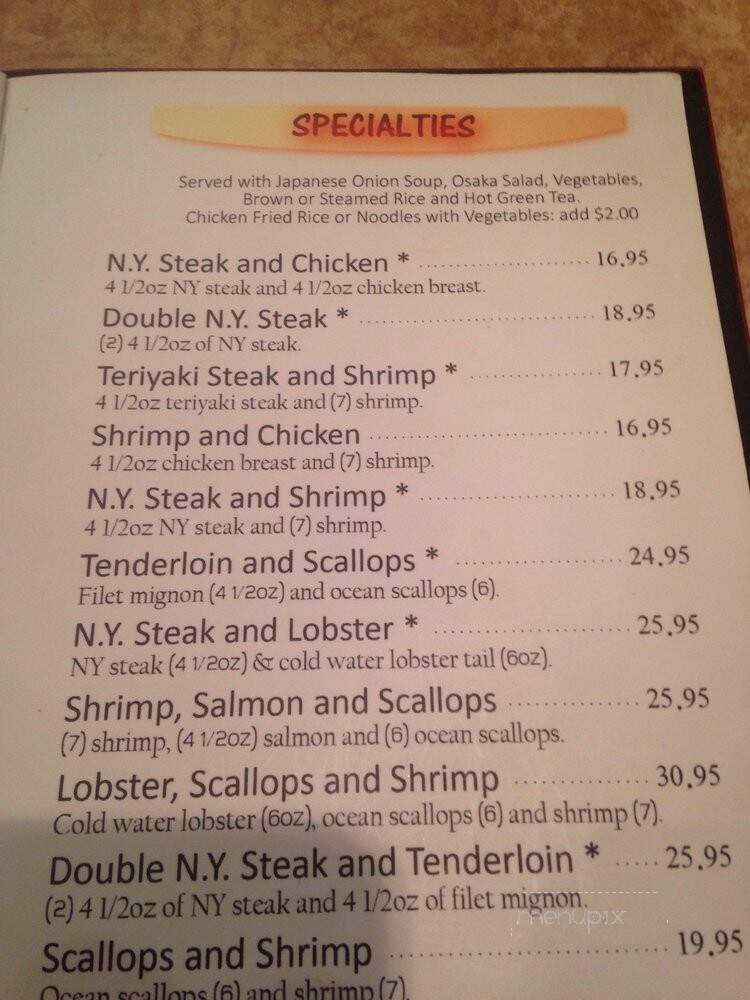 Osaka Hibachi Japanese Steak - Loveland, CO menu_pic