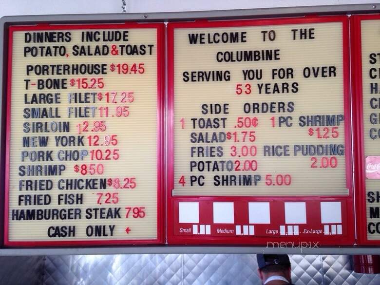 Columbine Steak House & Lounge - Denver, CO menu_pic
