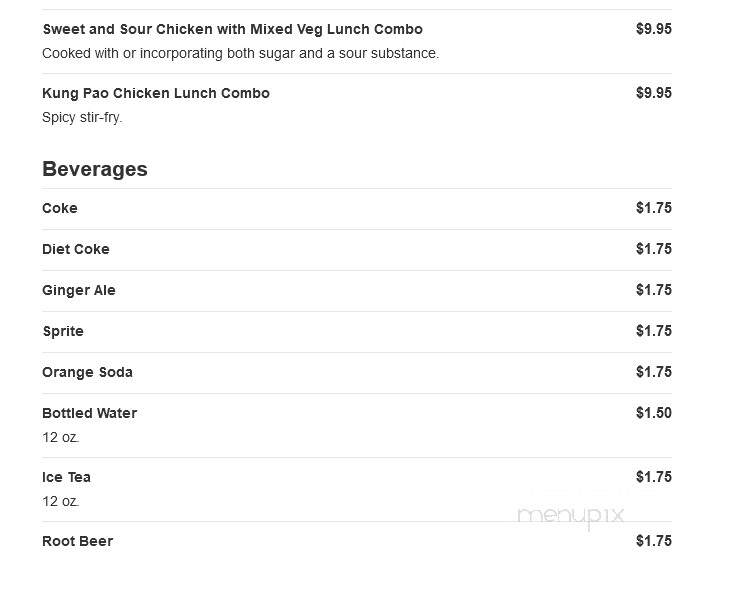 Phoenix Chinese Restaurant - Coventry, CT menu_pic