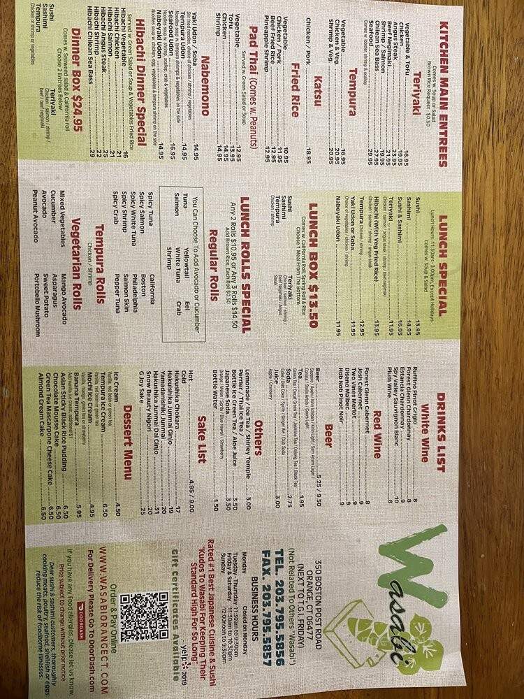 Wasabi - Orange, CT menu_pic