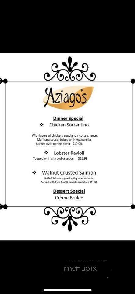Aziago's Restaurant Cafe - Southington, CT menu_pic