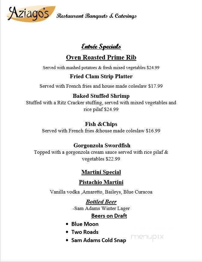 Aziago's Restaurant Cafe - Southington, CT menu_pic