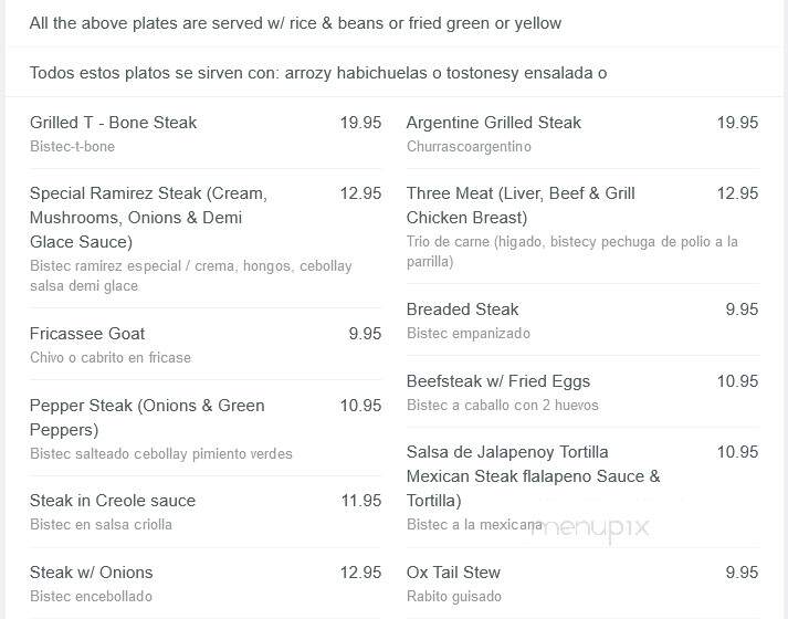 Ramirez Restaurant - Bridgeport, CT menu_pic