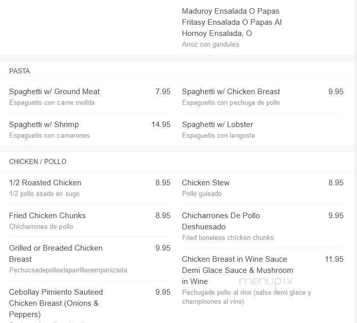 Ramirez Restaurant - Bridgeport, CT menu_pic