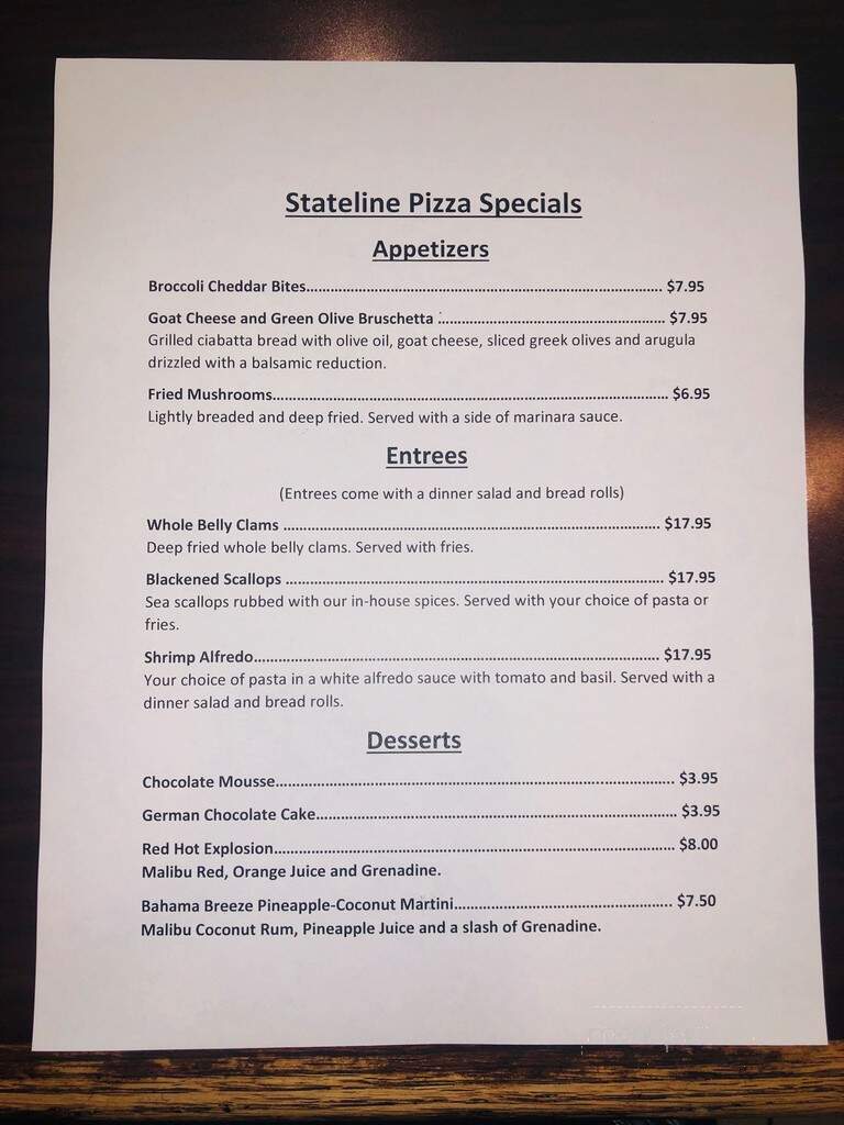 State Line Pizza - Canaan, CT menu_pic