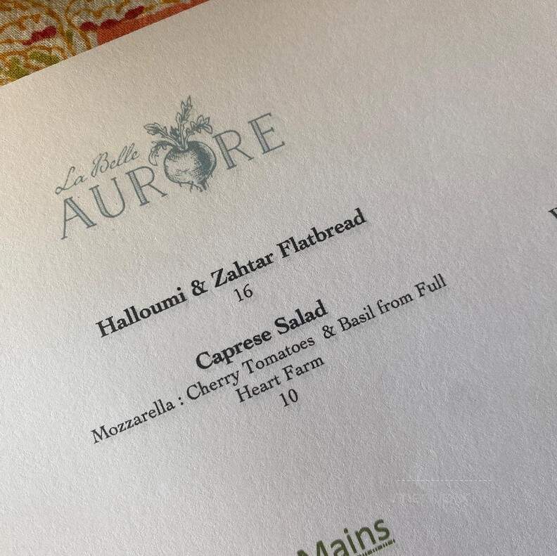 La Belle Aurore - Niantic, CT menu_pic
