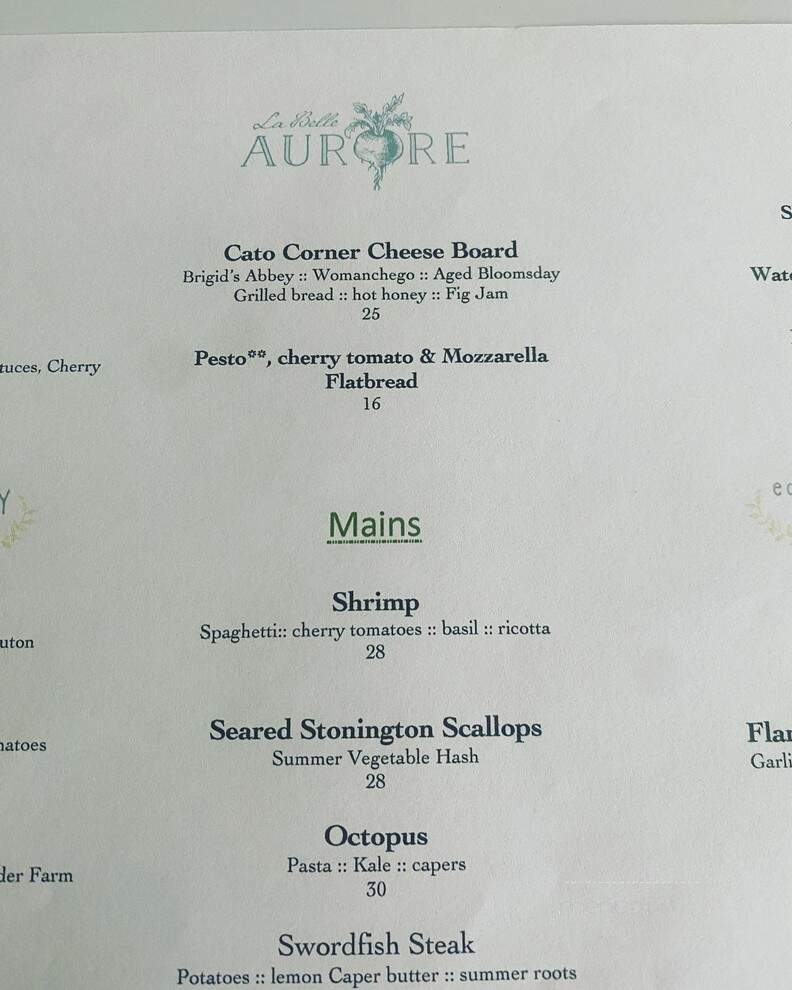 La Belle Aurore - Niantic, CT menu_pic