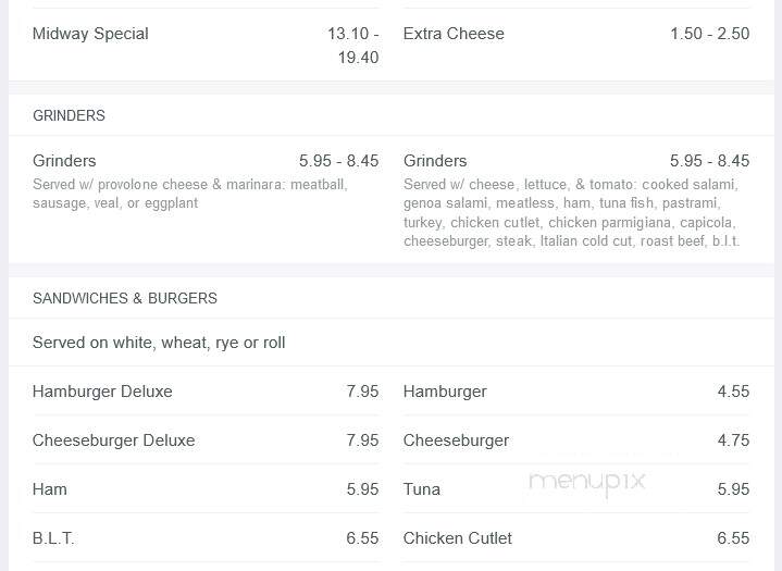 Midway Restaurant & Pizza - Ashford, CT menu_pic
