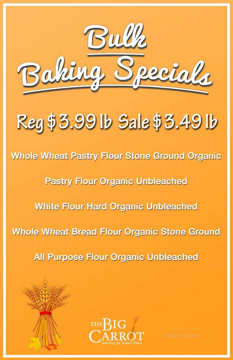 The Big Carrot Organic Juice Bar - Toronto, ON menu_pic