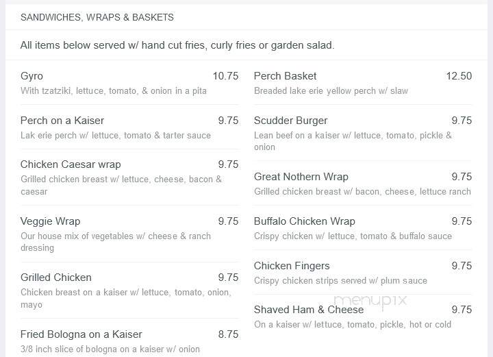 Scudder Beach Bar & Grill - Pelee Island, ON menu_pic