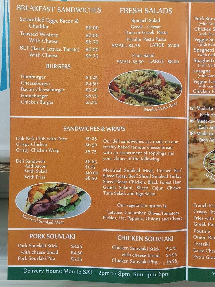 Oak Park Deli - East York, ON menu_pic