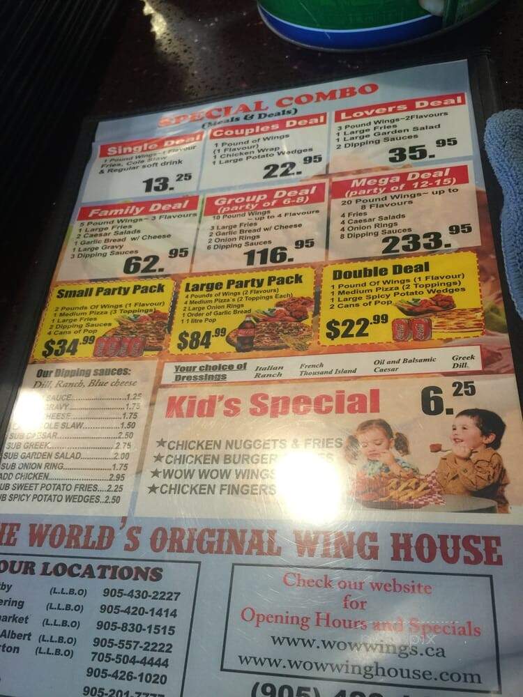 Wow Wing House - Pickering, ON menu_pic