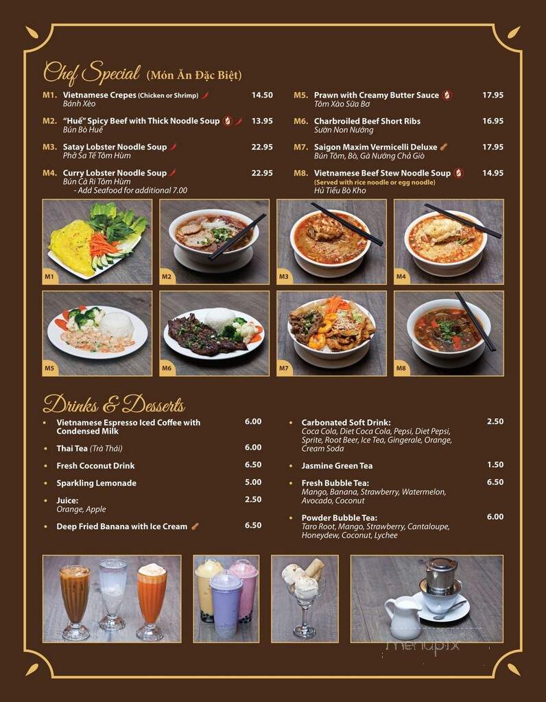 Saigon Maxim - Calgary, AB menu_pic