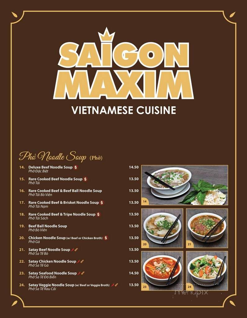 Saigon Maxim - Calgary, AB menu_pic