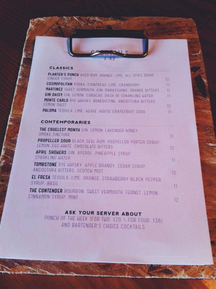 Field Guide - Halifax, NS menu_pic