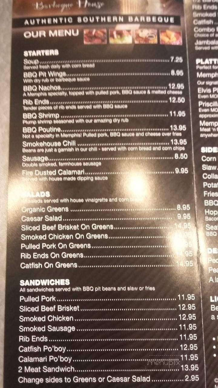Memphis Blues Barbeque House - Edmonton, AB menu_pic