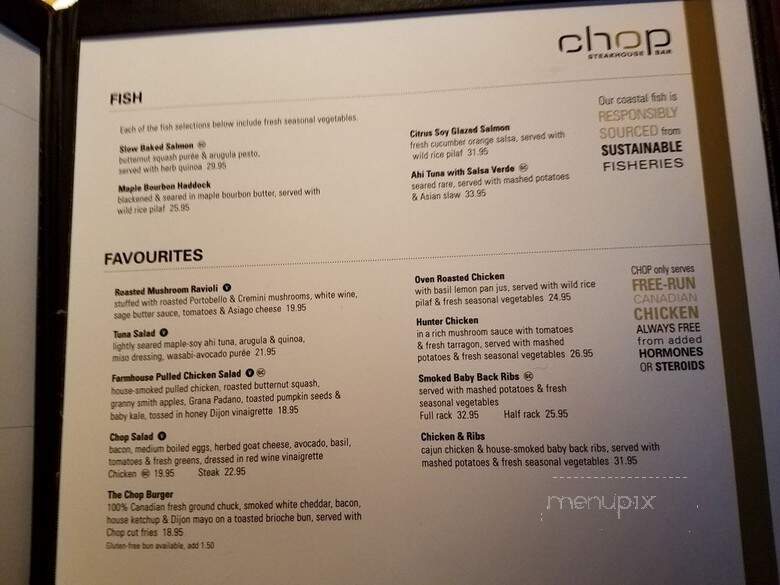 Chop Steakhouse & Bar - Toronto, ON menu_pic