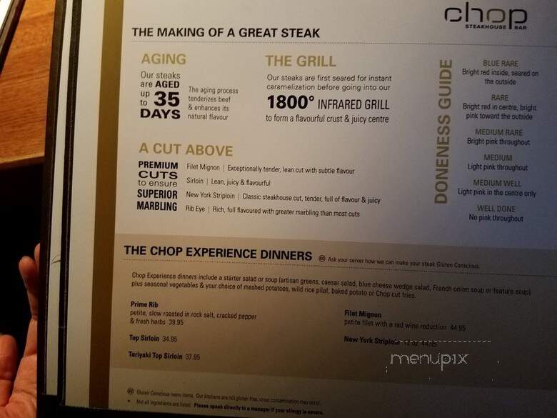 Chop Steakhouse & Bar - Toronto, ON menu_pic