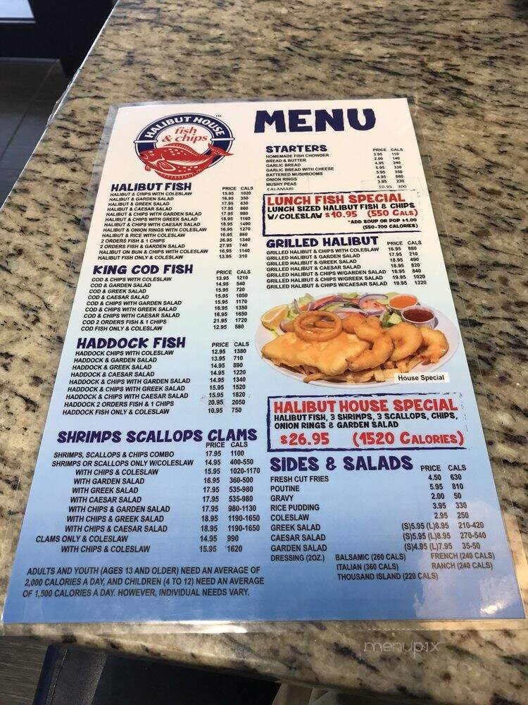 Halibut House Fish & Chips - Aurora, ON menu_pic