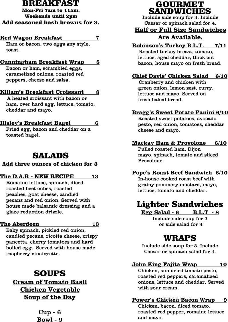 Half Acre Cafe - Kentville, NS menu_pic