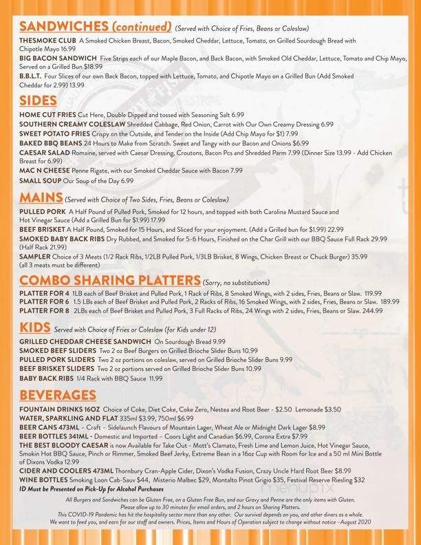 The Smoke - Collingwood, ON menu_pic