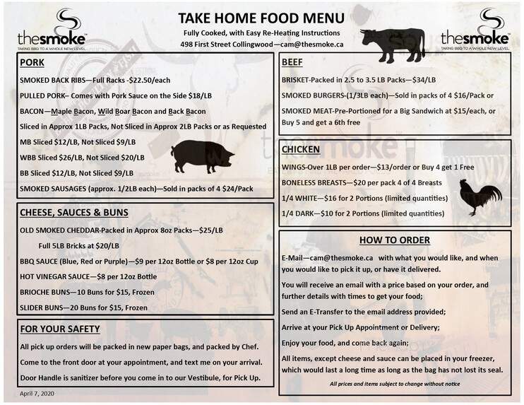 The Smoke - Collingwood, ON menu_pic