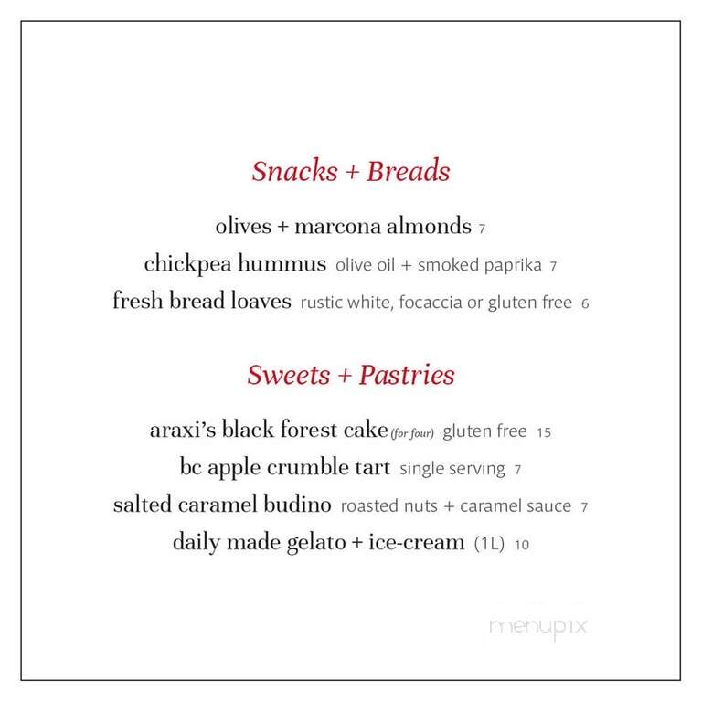 Bar Oso - Whistler, BC menu_pic