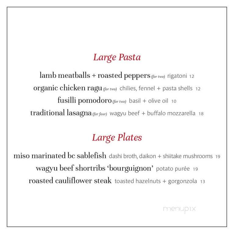 Bar Oso - Whistler, BC menu_pic