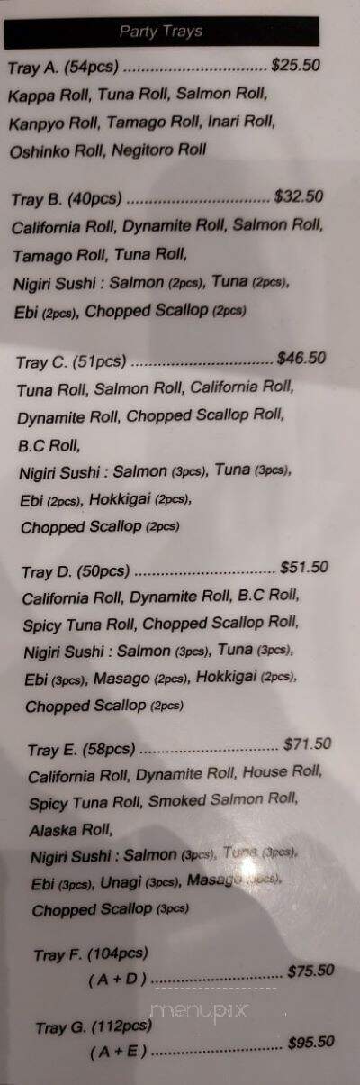 Commercial Sushi - Vancouver, BC menu_pic