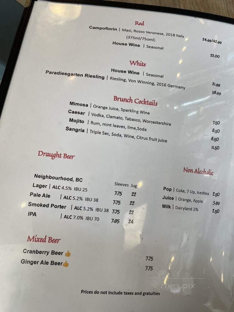 Cannery Cafe - Richmond, BC menu_pic