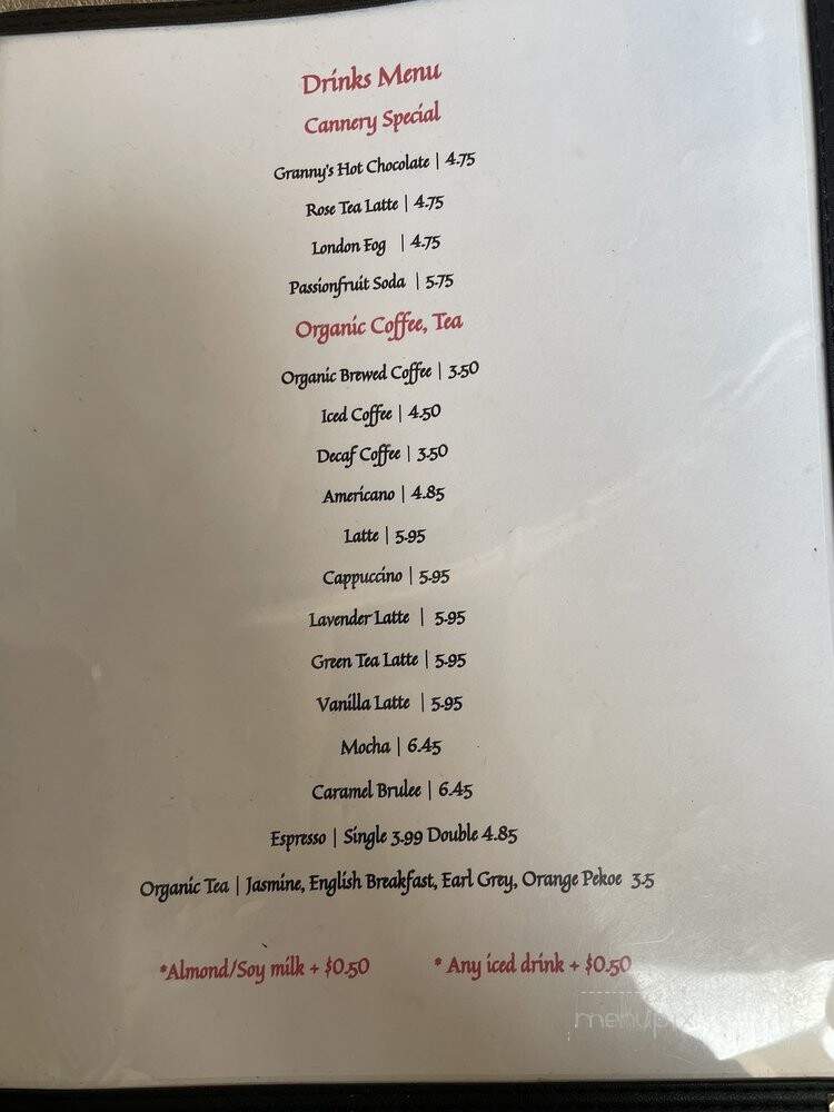 Cannery Cafe - Richmond, BC menu_pic