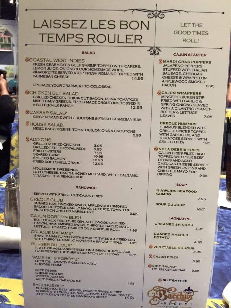 Bacchus In Biloxi - Biloxi, MS menu_pic