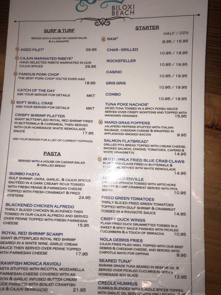 Bacchus In Biloxi - Biloxi, MS menu_pic