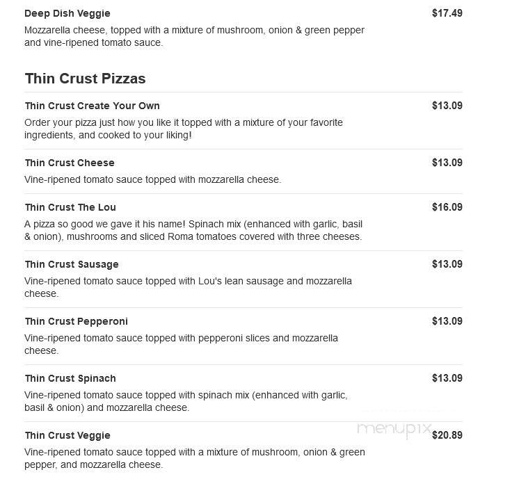 Lou Malnati's Pizzeria - Cary, IL menu_pic