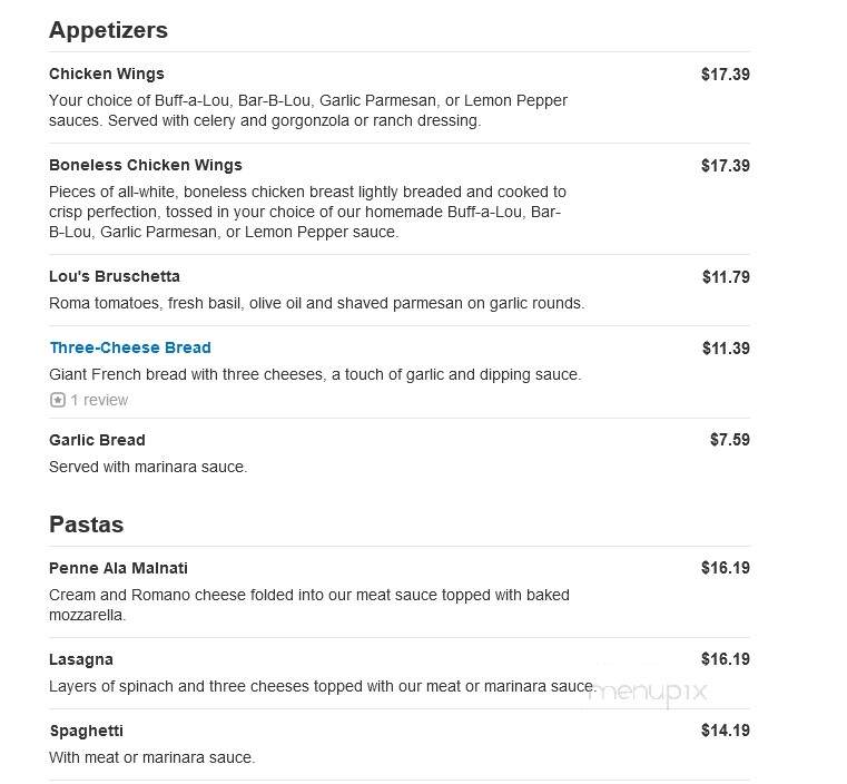 Lou Malnati's Pizzeria - Cary, IL menu_pic
