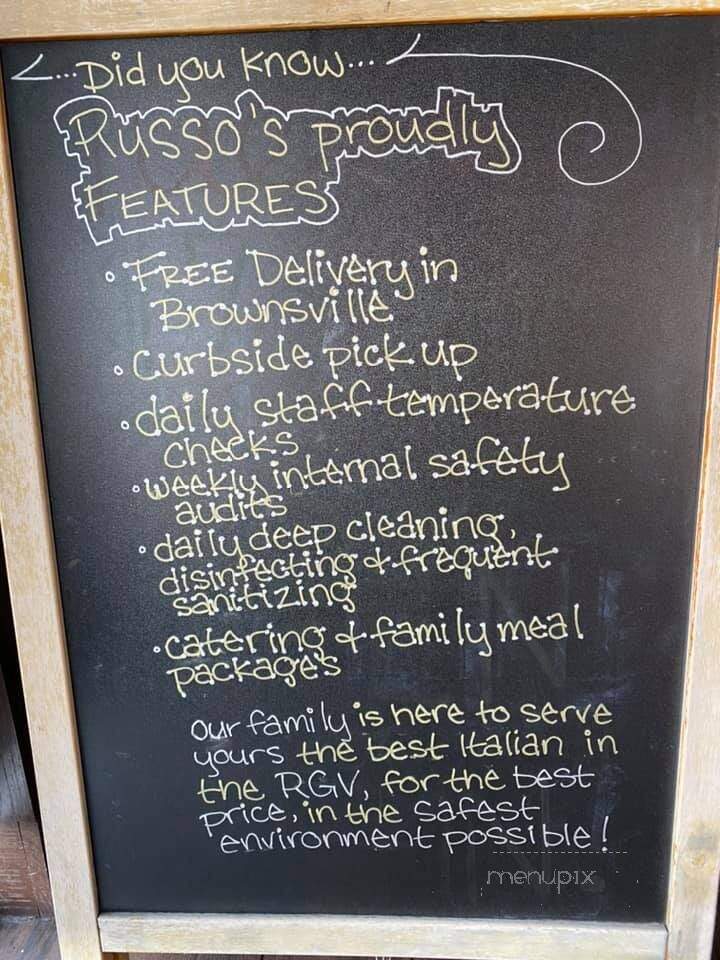 Russo's New York Pizzeria - Brownsville, TX menu_pic