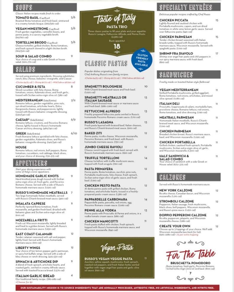 Russo's New York Pizzeria - Brownsville, TX menu_pic