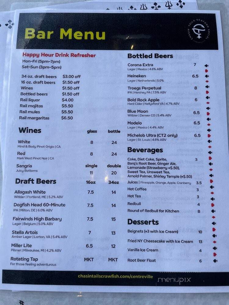 Chasin' Tails - Centreville, VA menu_pic