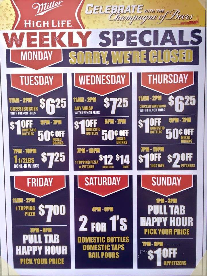 Shady's Bar & Grill - Rice, MN menu_pic