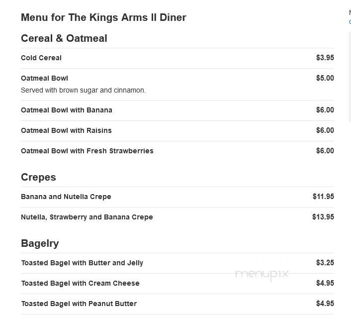 The Kings Arms 2 Diner - Belford, NJ menu_pic