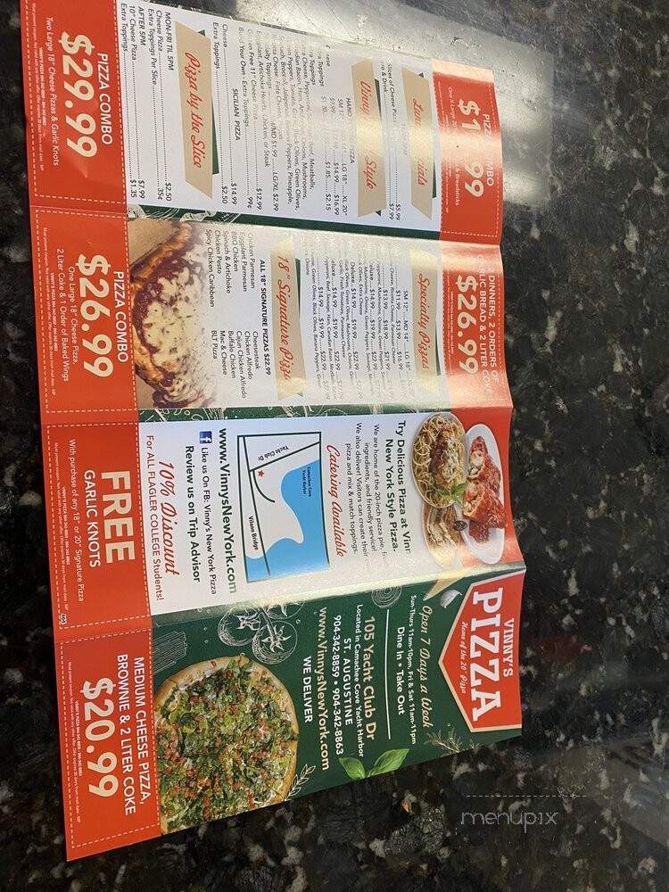 Vinny's Pizza - St Augustine, FL menu_pic