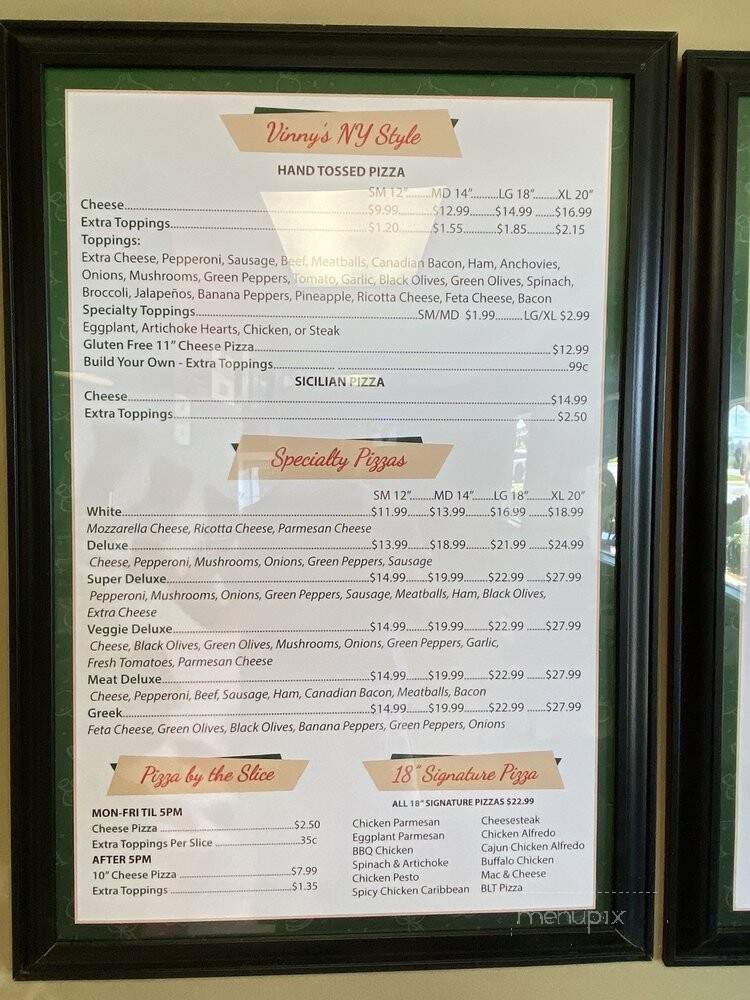 Vinny's Pizza - St Augustine, FL menu_pic