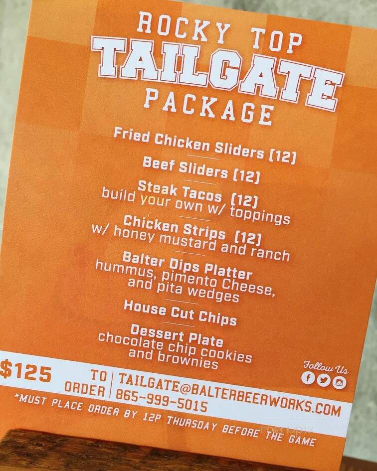 Balter Beerworks - Knoxville, TN menu_pic